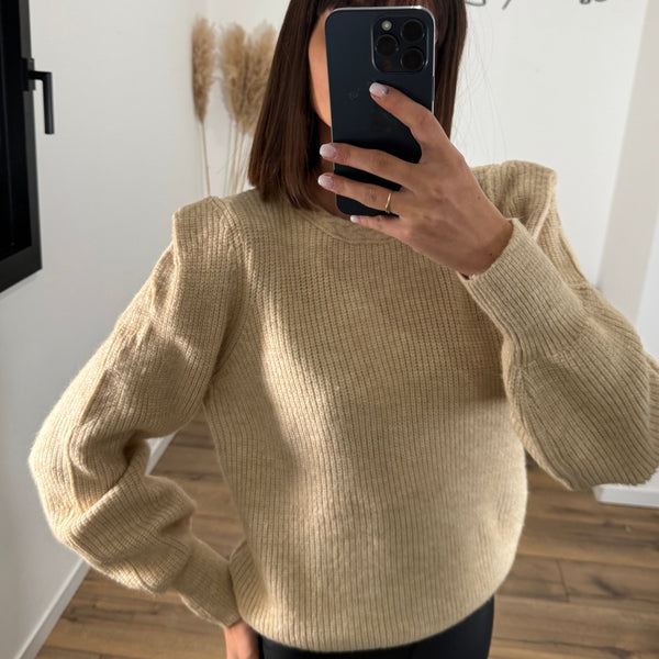 PULL BEIGE TRESSIA - La Petite Somptueuse