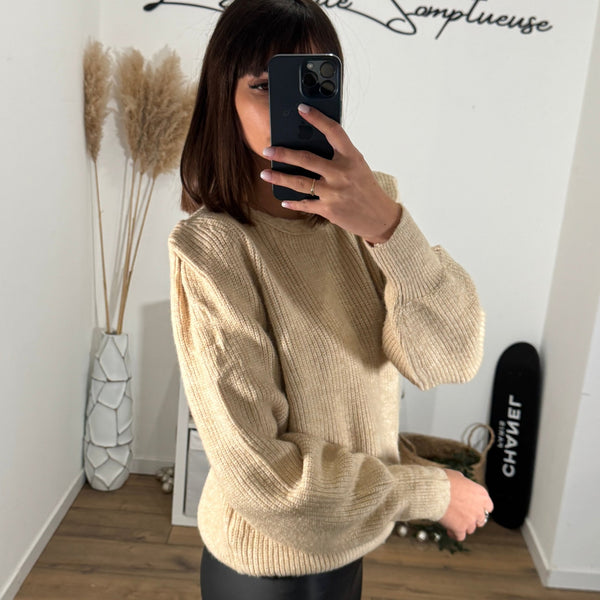 PULL BEIGE TRESSIA - La Petite Somptueuse