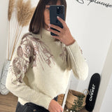 PULL BLANC SEQUINS GOLDY - La Petite Somptueuse