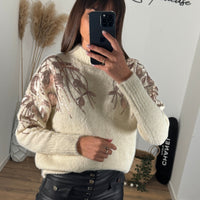 PULL BLANC SEQUINS GOLDY - La Petite Somptueuse