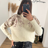 PULL BLANC SEQUINS GOLDY - La Petite Somptueuse