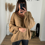 PULL CAMEL + ECHARPE - La Petite Somptueuse