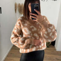 PULL CAMEL LEOPARD ESTIA - La Petite Somptueuse