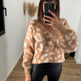 PULL CAMEL LEOPARD ESTIA - La Petite Somptueuse