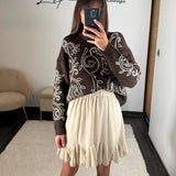 PULL CHOCOLAT ET BEIGE MONA - La Petite Somptueuse