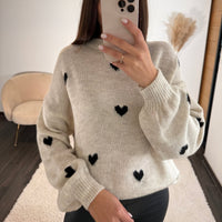 PULL COEUR BEIGE - La Petite Somptueuse