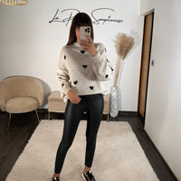 PULL COEUR BEIGE - La Petite Somptueuse