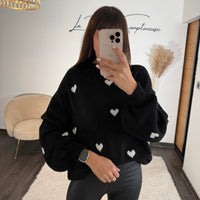 PULL COEUR NOIR - La Petite Somptueuse