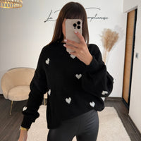 PULL COEUR NOIR - La Petite Somptueuse