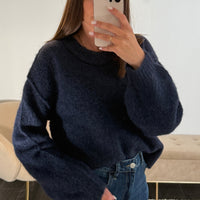 PULL EN LAINE BLEU MARINE FELIX - La Petite Somptueuse