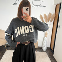PULL ICONIC CLUB GRIS - La Petite Somptueuse