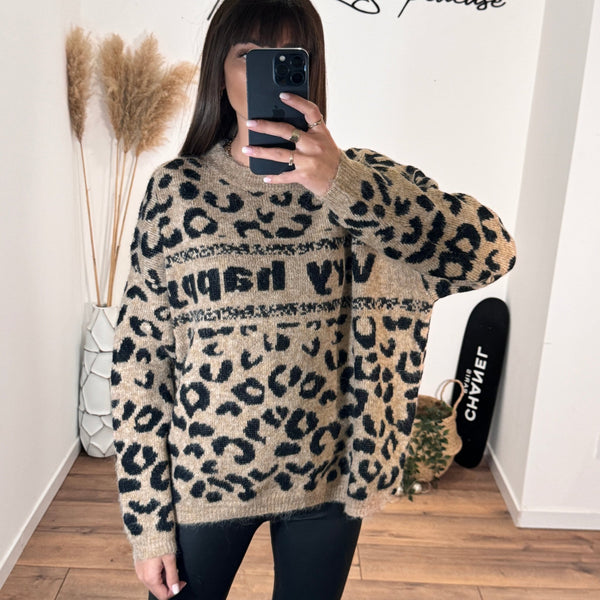 PULL LEOPARD VERY HAPPY - La Petite Somptueuse