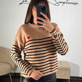 PULL MARINIERE CAMEL LOVE - La Petite Somptueuse