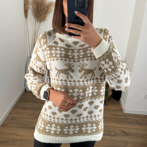 PULL NOEL BEIGE - La Petite Somptueuse