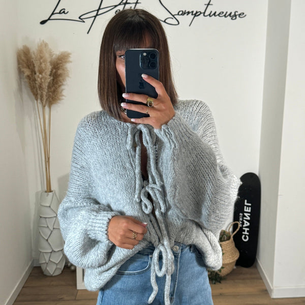 PULL NOEUD GRIS SOAN - La Petite Somptueuse