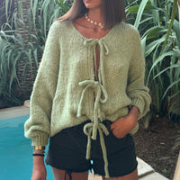 PULL NOEUD VERT SOAN - La Petite Somptueuse