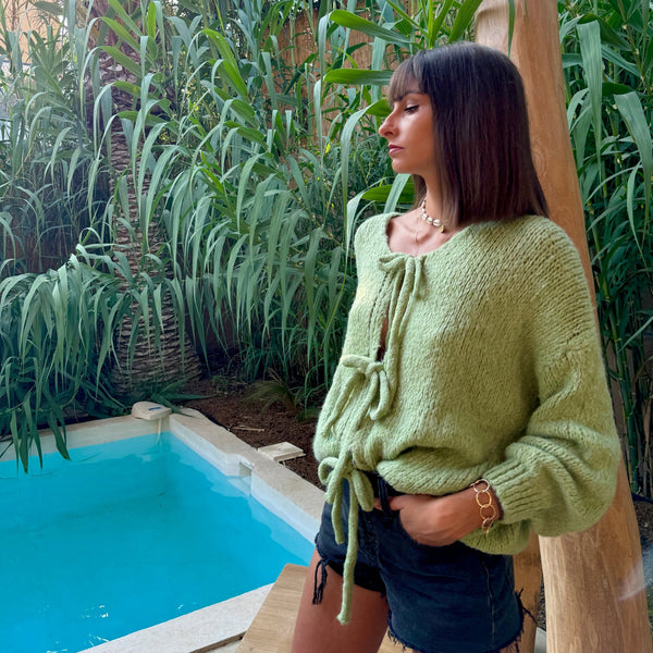 PULL NOEUD VERT SOAN - La Petite Somptueuse