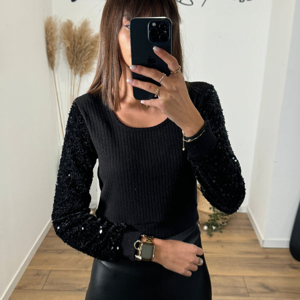 PULL NOIR SEQUIN ELIOT - La Petite Somptueuse