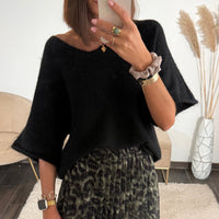 PULL OVERSIZE NOIR RHODA - La Petite Somptueuse