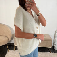 PULL SANS MANCHE BLANC HEART - La Petite Somptueuse