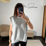 PULL SANS MANCHE GRIS SAMUEL - La Petite Somptueuse