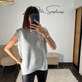 PULL SANS MANCHE GRIS SAMUEL - La Petite Somptueuse