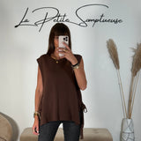PULL SANS MANCHE MARRON THAO - La Petite Somptueuse