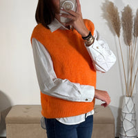 PULL SANS MANCHE ORANGE FERDA - La Petite Somptueuse