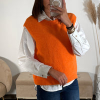 PULL SANS MANCHE ORANGE FERDA - La Petite Somptueuse