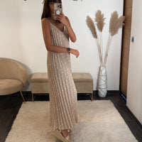ROBE A POIS BEIGE SOFIA - La Petite Somptueuse