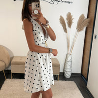 ROBE A POIS BLANC ALINE - La Petite Somptueuse
