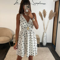 ROBE A POIS BLANC ALINE - La Petite Somptueuse