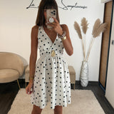 ROBE A POIS BLANC ALINE - La Petite Somptueuse