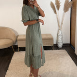 ROBE A POIS KAKI NASSY - La Petite Somptueuse
