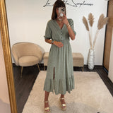 ROBE A POIS KAKI NASSY - La Petite Somptueuse