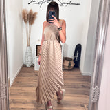 ROBE ASYMETRIQUE BEIGE GAZIA - La Petite Somptueuse