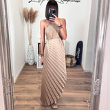 ROBE ASYMETRIQUE BEIGE GAZIA - La Petite Somptueuse