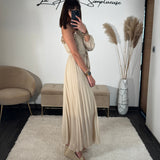 ROBE ASYMETRIQUE BEIGE PERRINE - La Petite Somptueuse