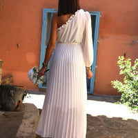 ROBE ASYMETRIQUE BLANCHE PERRINE - La Petite Somptueuse