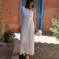 ROBE ASYMETRIQUE BLANCHE PERRINE - La Petite Somptueuse