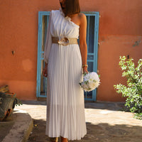 ROBE ASYMETRIQUE BLANCHE PERRINE - La Petite Somptueuse