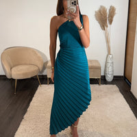 ROBE ASYMETRIQUE BLEU GAZIA - La Petite Somptueuse