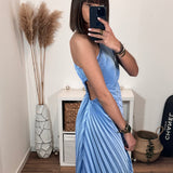 ROBE ASYMETRIQUE BLEU GAZIA - La Petite Somptueuse