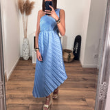 ROBE ASYMETRIQUE BLEU GAZIA - La Petite Somptueuse