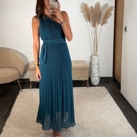 ROBE ASYMETRIQUE BLEUE VALERIA - La Petite Somptueuse