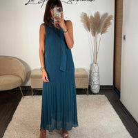 ROBE ASYMETRIQUE BLEUE VALERIA - La Petite Somptueuse
