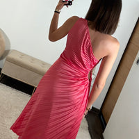 ROBE ASYMETRIQUE CORAIL GAZIA - La Petite Somptueuse