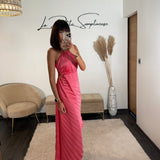 ROBE ASYMETRIQUE CORAIL GAZIA - La Petite Somptueuse