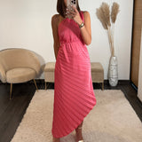 ROBE ASYMETRIQUE CORAIL GAZIA - La Petite Somptueuse