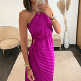ROBE ASYMETRIQUE FUCHSIA GAZIA - La Petite Somptueuse